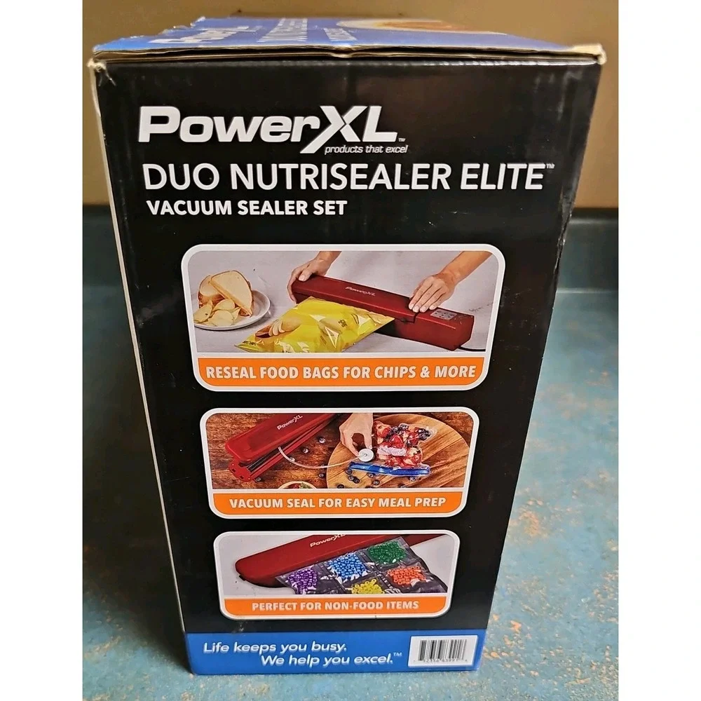 PowerXL Duo NutriSealer Elite 6-in-1 Vacuum Sealer Machine Set Red
